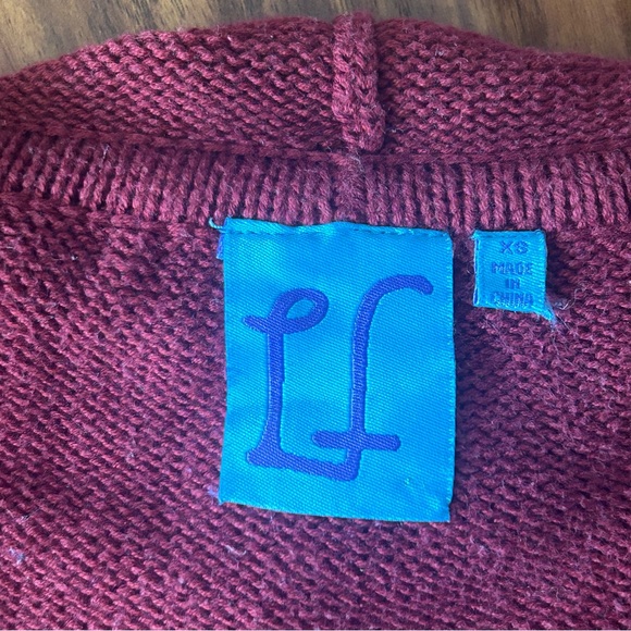 LF Burgundy Maroon Oxblood Red Knit Hoodie - Picture 14 of 16